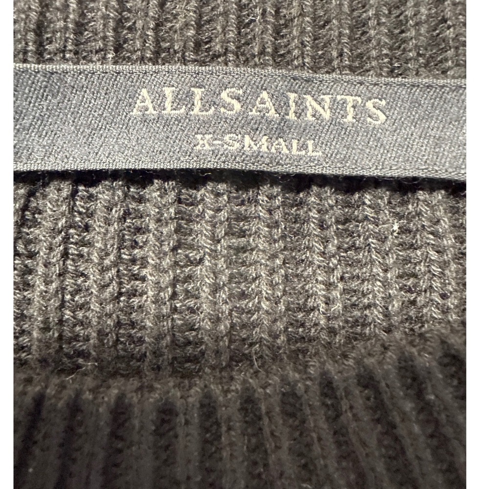 AllSaints Pepper Jumper Black Cold Shoulder Ribbed Knit Cotton Sweater XS - Picture 5 of 7